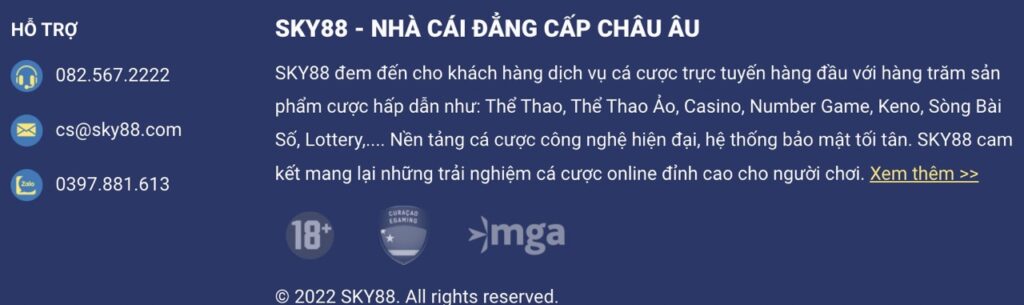 Kênh liên hệ nhà cái Sky88