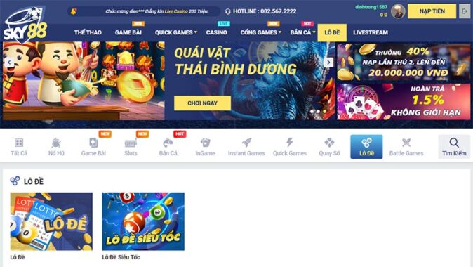 Chơi lô đề online tại Sky88